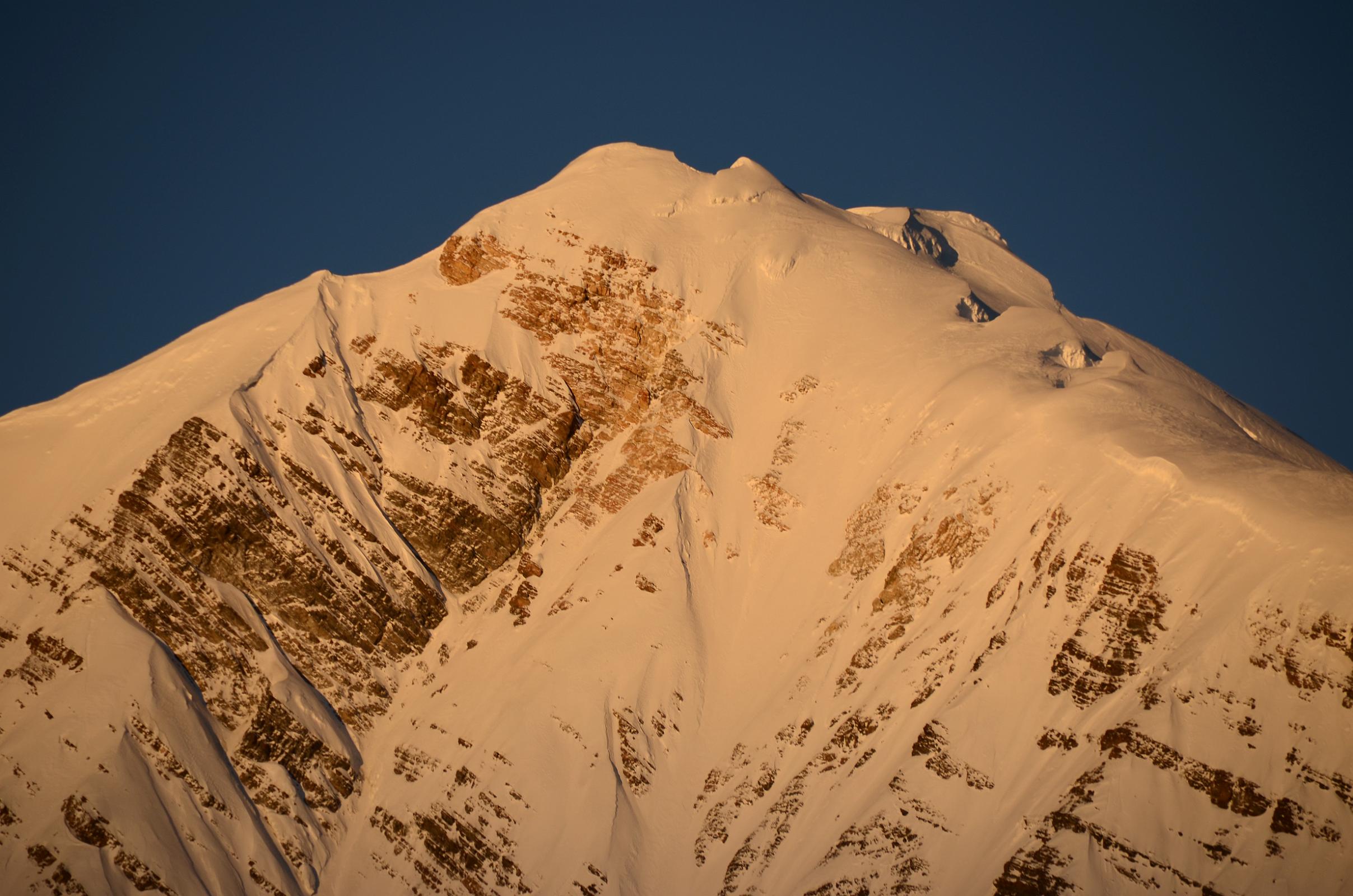 09B Chulu East Close Up At Sunrise Climbing From Col Camp To The Chulu Far East Summit 